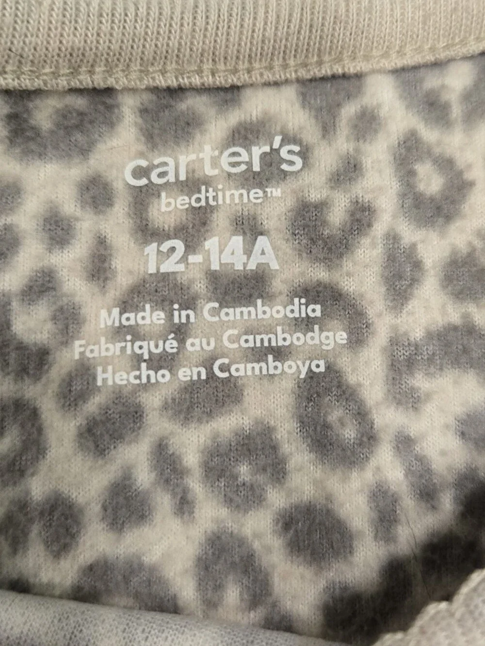 Carter's Beige Leopard Nightgown & White Santa Print Nightgown, Girls 12-14